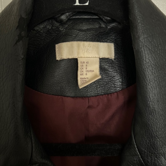 H&M Black Leather Jacket Size 8 - Picture 2 of 4